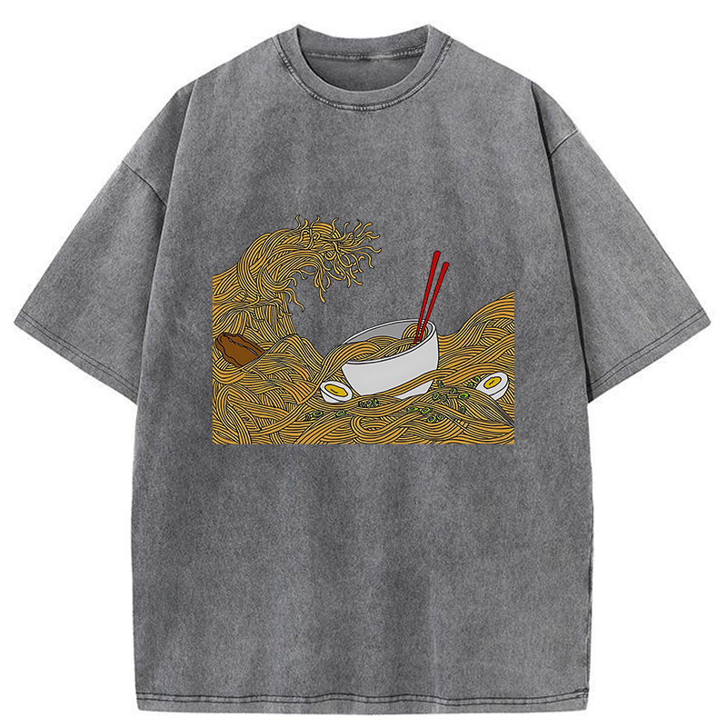 Tokyo-Tiger The Great Wave Off Ramen Washed T-Shirt