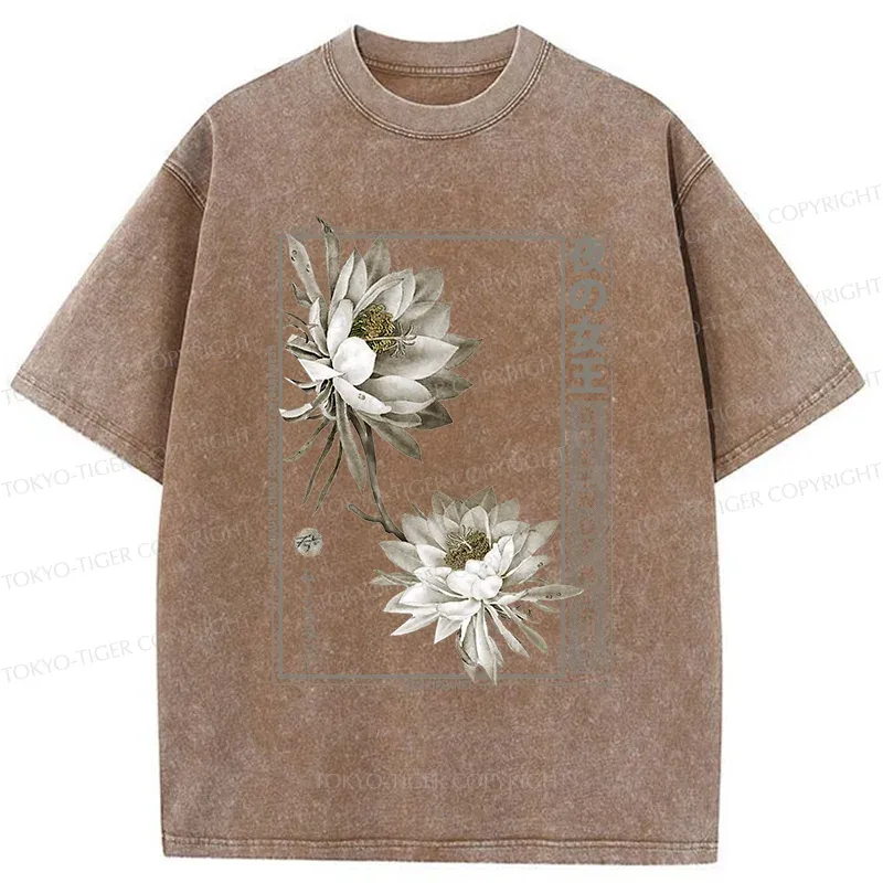 Tokyo-Tiger Japanese Epiphyllum Washed T-Shirt