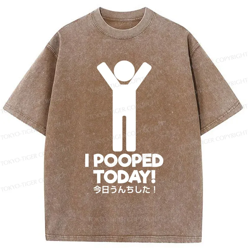 Tokyo-Tiger I Pooped Today Washed T-Shirt