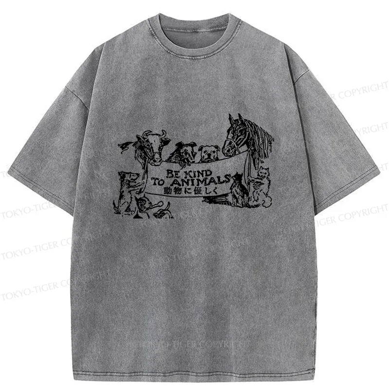 Tokyo-Tiger Be Kind To Animals Washed T-Shirt
