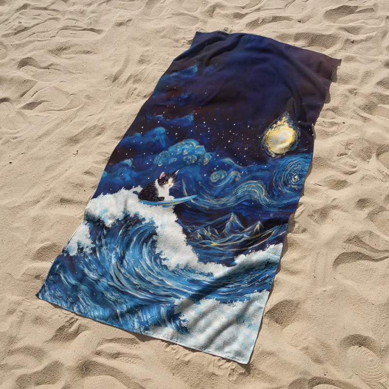 Tokyo-Tiger The Great Wave Off Cat Beach Towel