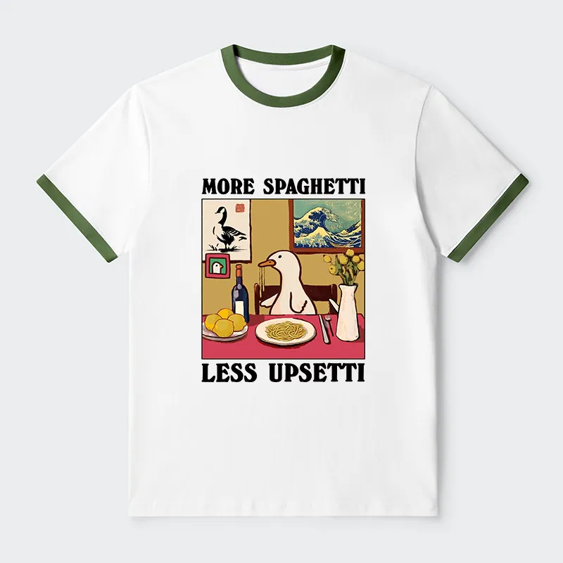 Tokyo-Tiger More Spaghetti Less Upsetti Goose Contrast Trim T-Shirt