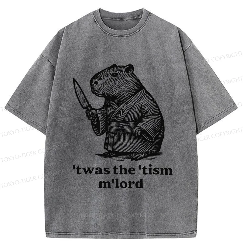 Tokyo-Tiger Focused Capybara Samurai Washed T-Shirt