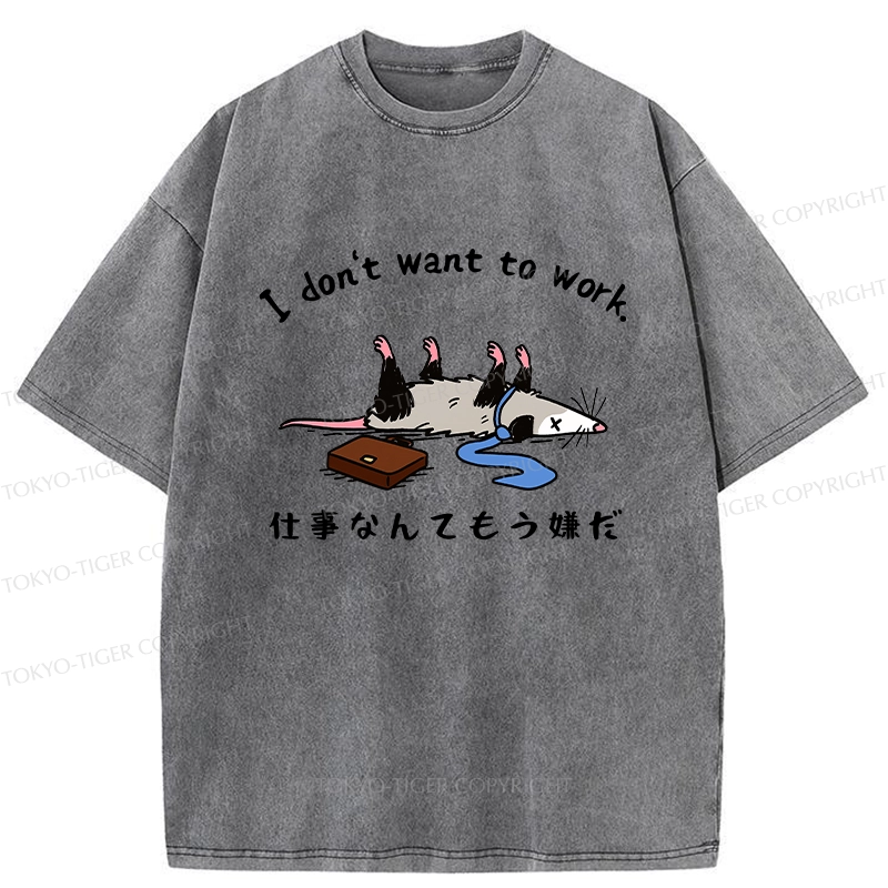 Tokyo-Tiger Possum Don't Want To Work Washed T-Shirt
