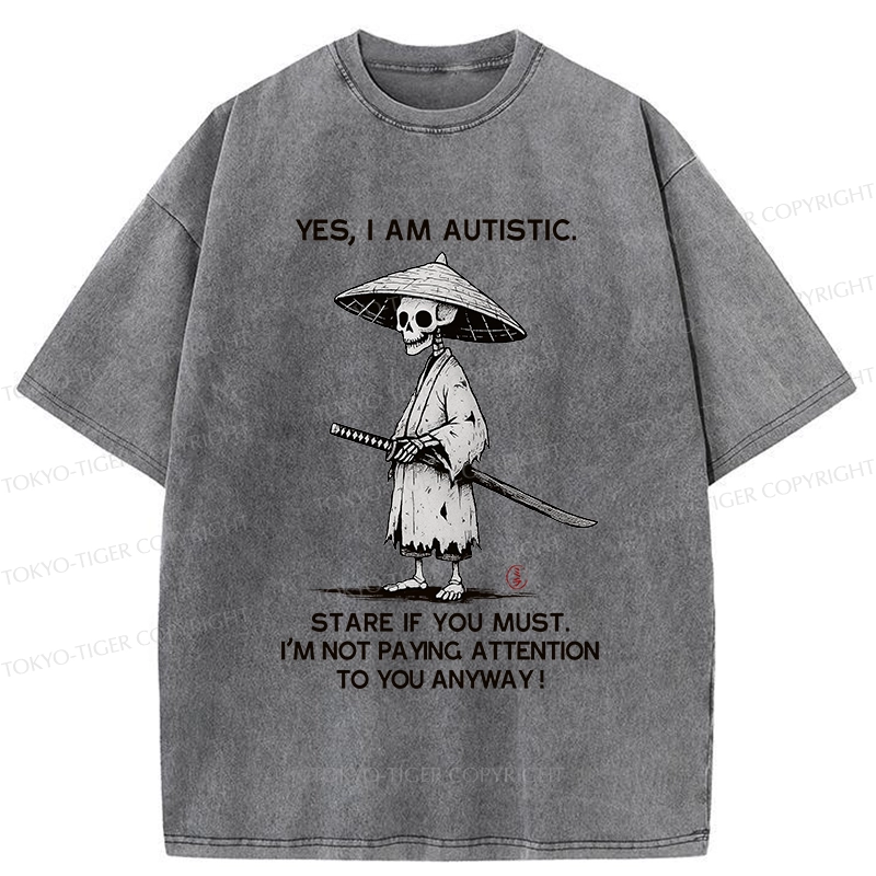 Tokyo-Tiger Samurai Skeleton Has Autistic Washed T-Shirt