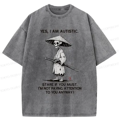 Tokyo-Tiger Samurai Skeleton Has Autistic Washed T-Shirt