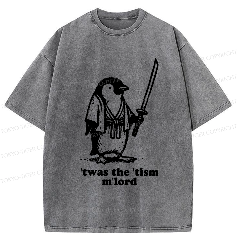 Tokyo-Tiger Focused Penguin Samurai Washed T-Shirt