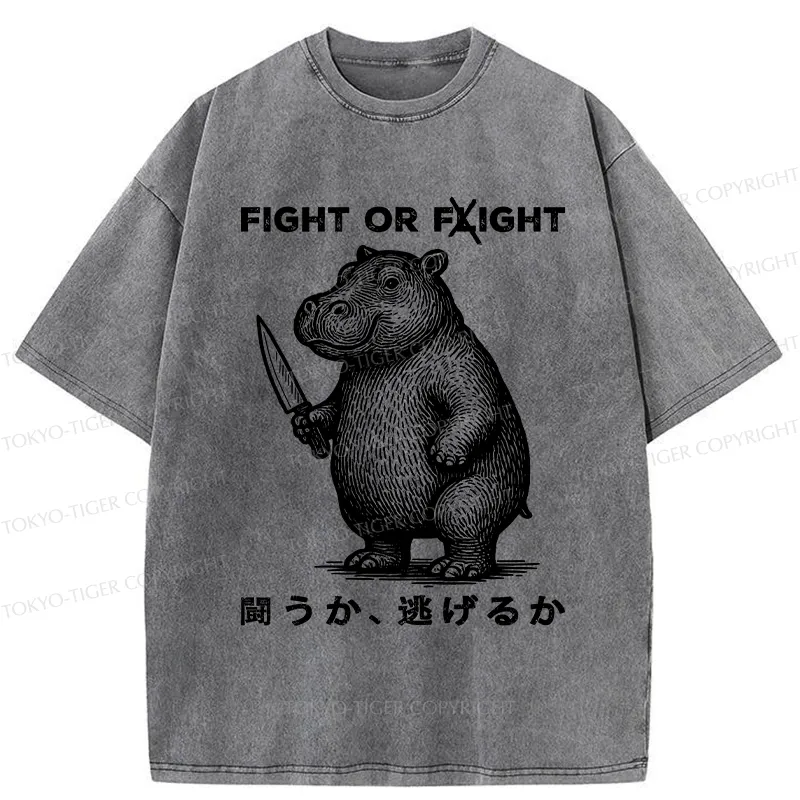 Tokyo-Tiger Fight Or Flight Moo Deng Washed T-Shirt