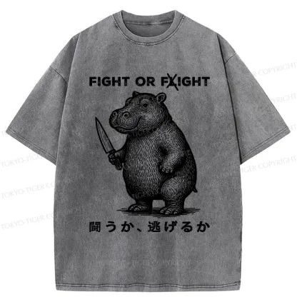 Tokyo-Tiger Fight Or Flight Moo Deng Washed T-Shirt