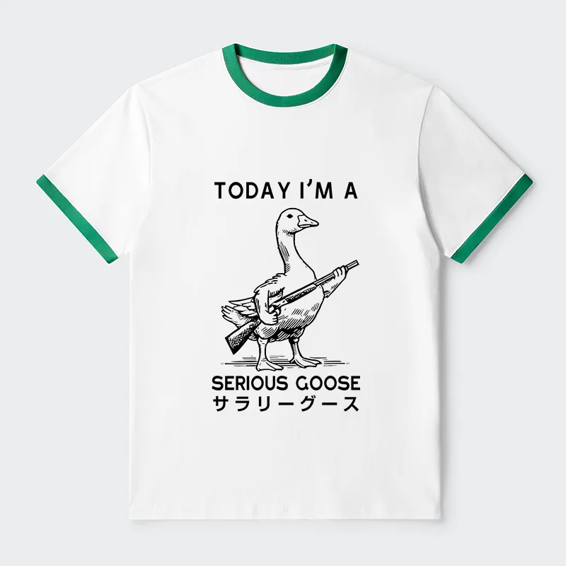 Tokyo-Tiger Serious Stupid Goose Contrast Trim T-Shirt