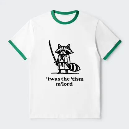 Tokyo-Tiger Focused Samurai Raccoon Contrast Trim T-Shirt