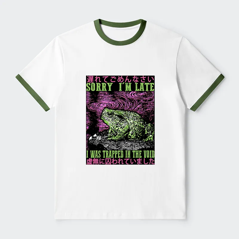 Tokyo-Tiger Frogs Trapped In The Void Contrast Trim T-Shirt