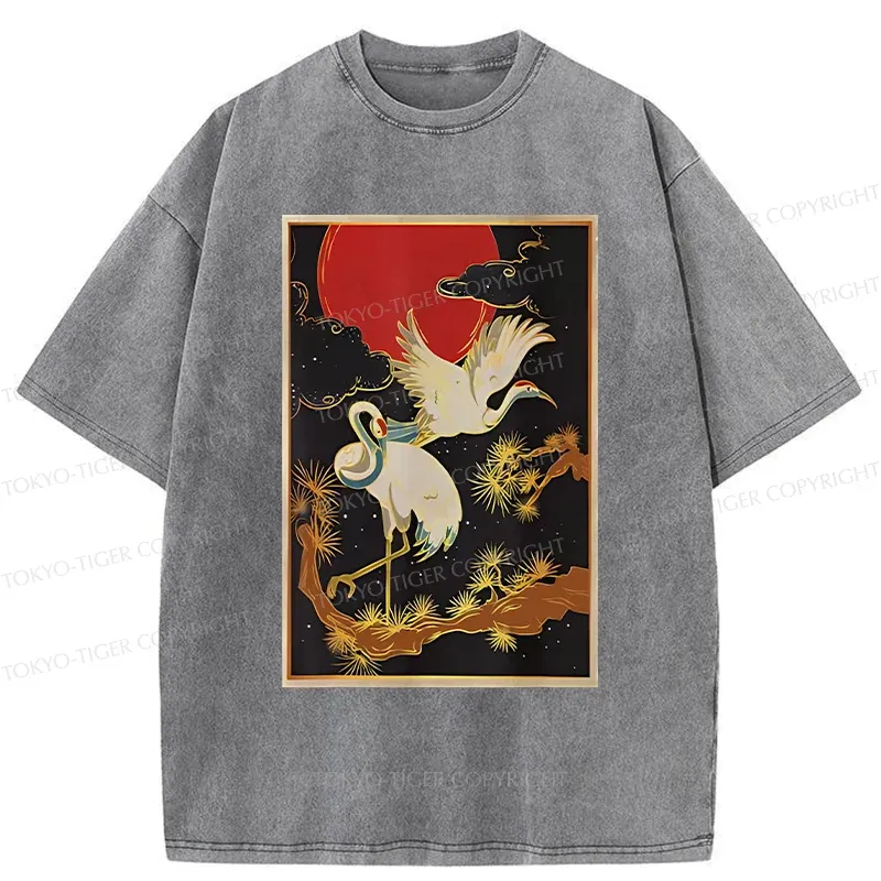 Tokyo-Tiger Vintage Japanese Crane Washed T-Shirt
