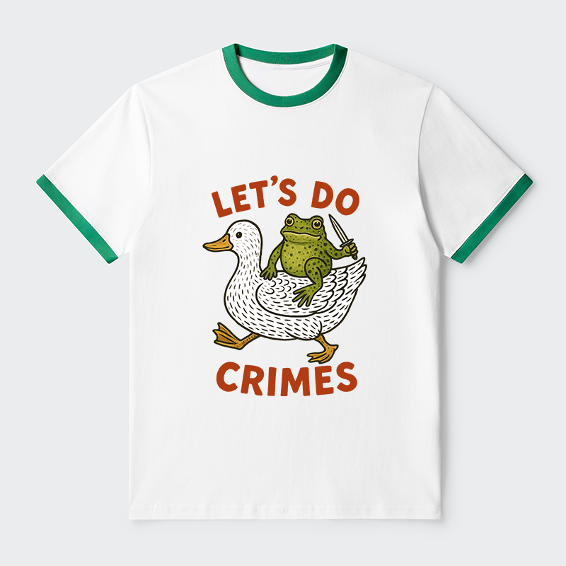 Tokyo-Tiger Frog Ready To Commit Crime Contrast Trim T-Shirt