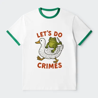 Tokyo-Tiger Frog Ready To Commit Crime Contrast Trim T-Shirt