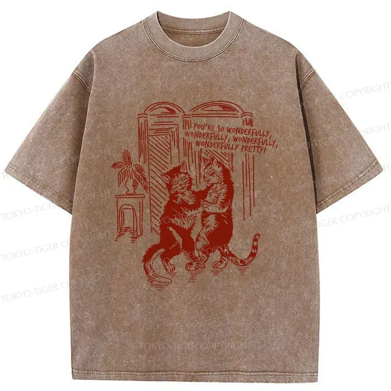 Tokyo-Tiger Dancing Cats Washed T-Shirt