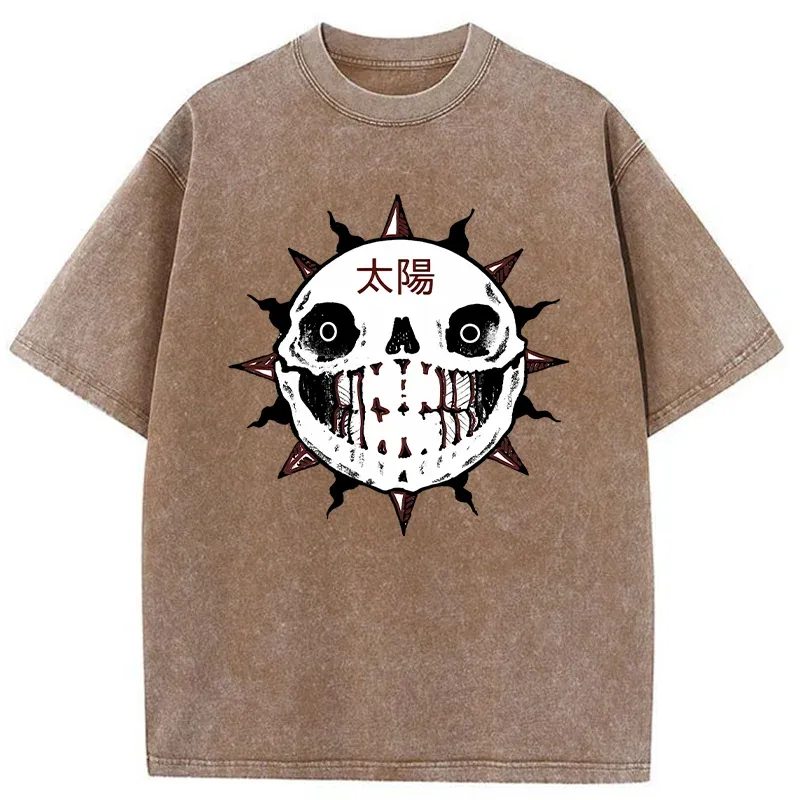 Tokyo-Tiger Horror Sun Skull Washed T-Shirt