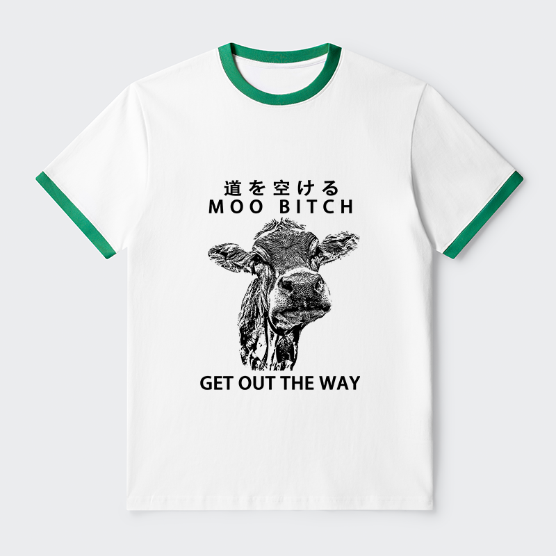 Tokyo-Tiger Funny Cow Contrast Trim T-Shirt