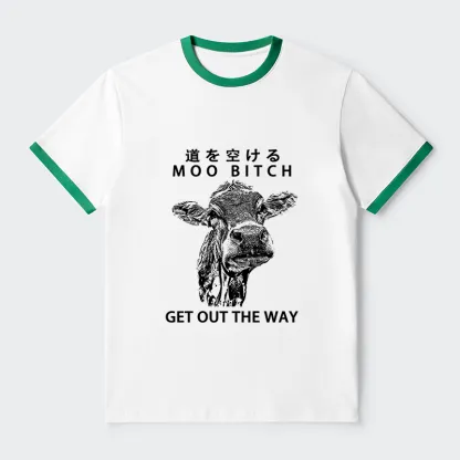 Tokyo-Tiger Funny Cow Contrast Trim T-Shirt