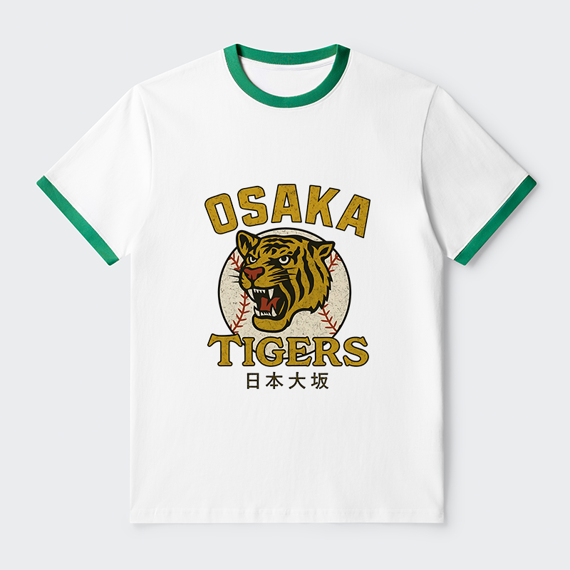 Tokyo-Tiger Funny Osaka Tigers Contrast Trim T-Shirt