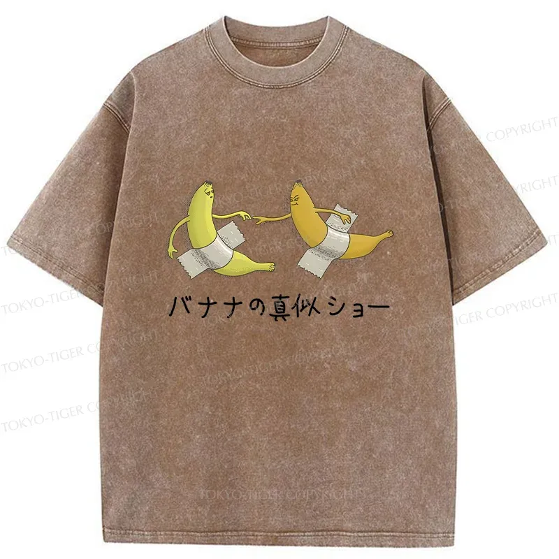 Tokyo-Tiger Banana Imitation Show Washed T-Shirt