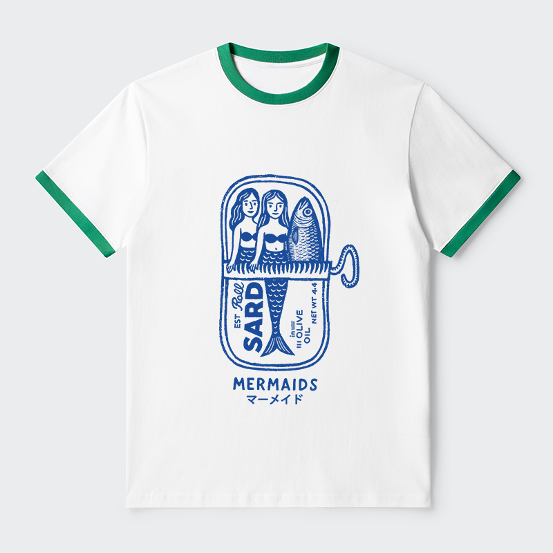 Tokyo-Tiger Mermaid Can Contrast Trim T-Shirt