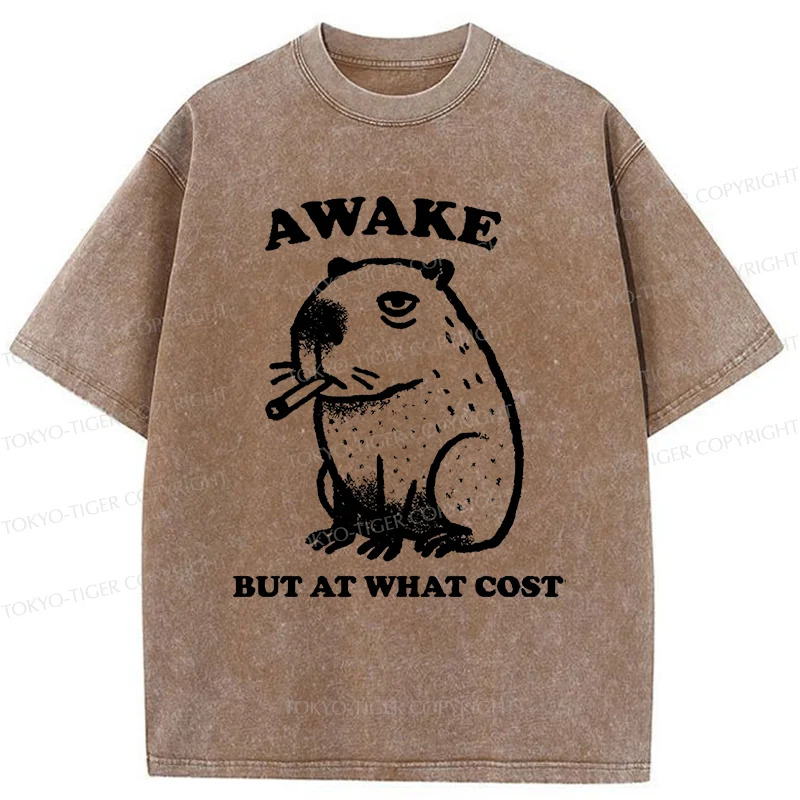 Tokyo-Tiger Smoking Capybara Washed T-Shirt