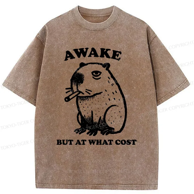 Tokyo-Tiger Smoking Capybara Washed T-Shirt