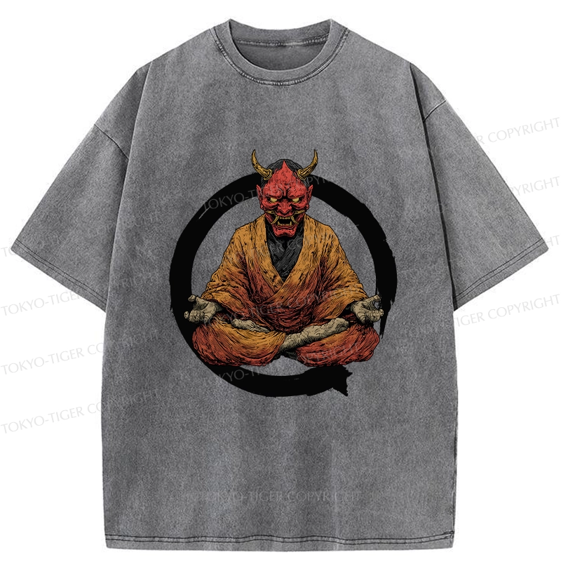 Tokyo-Tiger Zen Japanese Yokai Washed T-Shirt