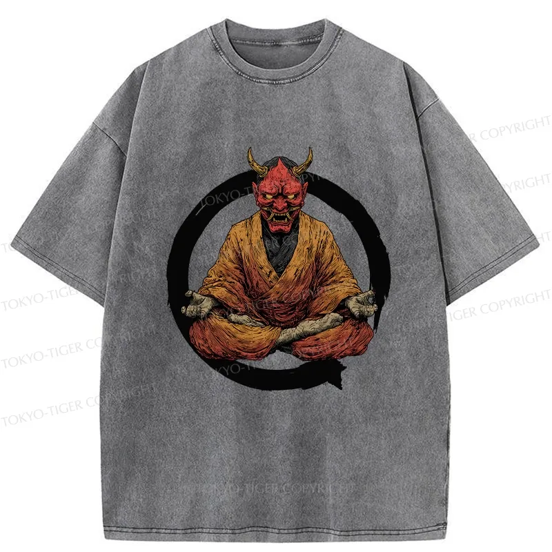 Tokyo-Tiger Zen Japanese Yokai Washed T-Shirt