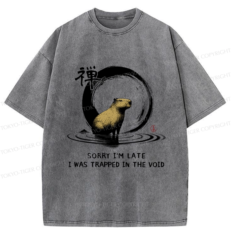 Tokyo-Tiger Zen Capybara Was Trapped In The Void Washed T-Shirt