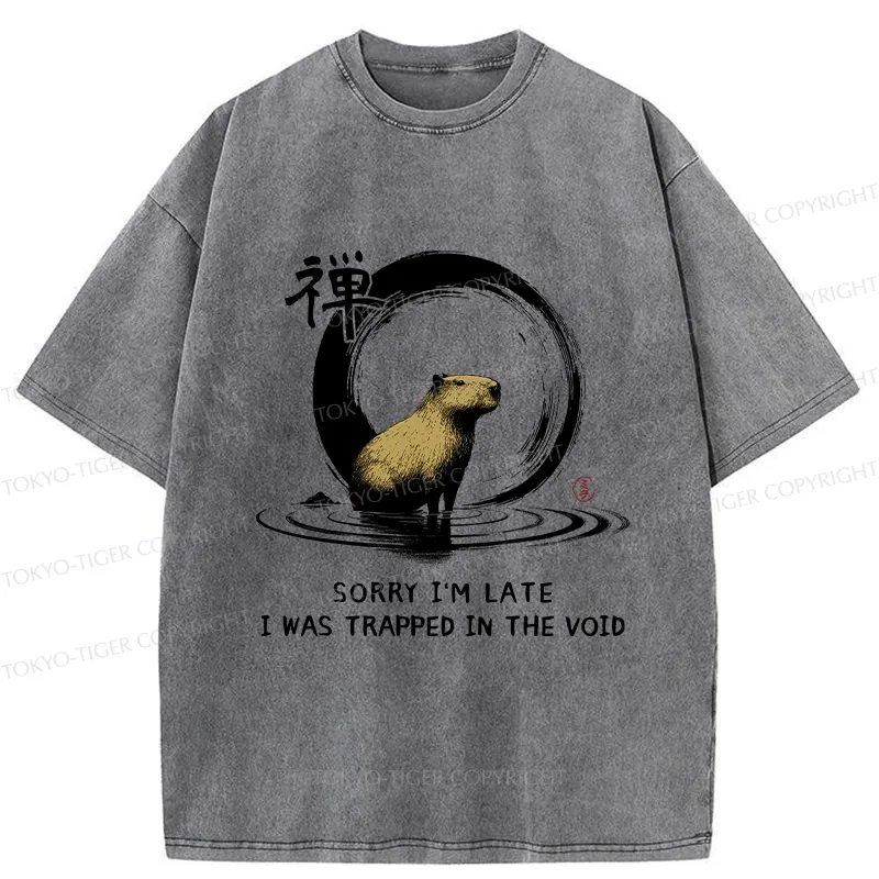 Tokyo-Tiger Zen Capybara Was Trapped In The Void Washed T-Shirt