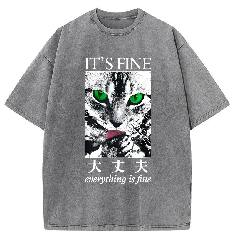 Tokyo-Tiger Cat Is Fine Washed T-Shirt