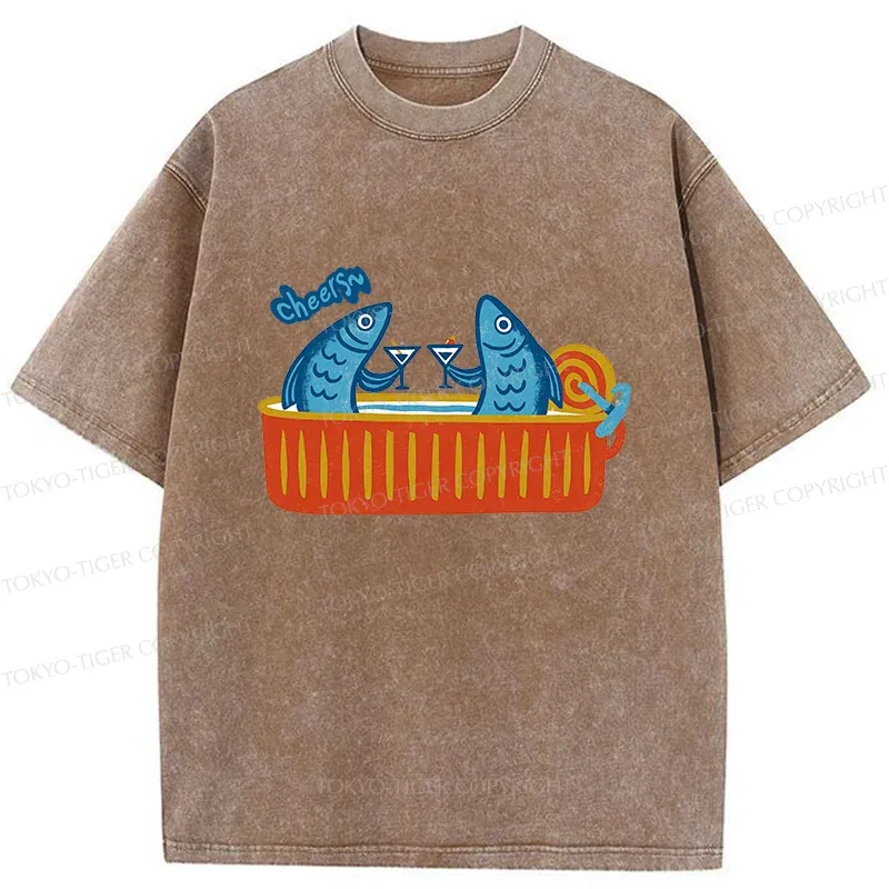 Tokyo-Tiger Canned Fish Bar Washed T-Shirt