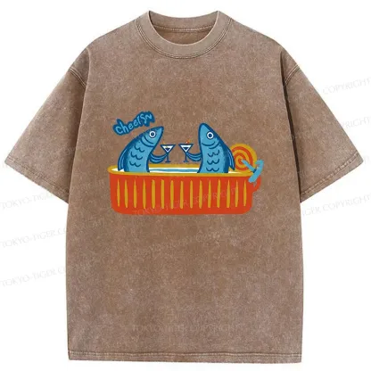 Tokyo-Tiger Canned Fish Bar Washed T-Shirt
