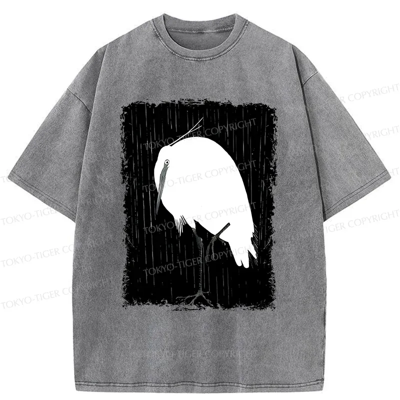 Tokyo-Tiger White Crane Washed T-Shirt