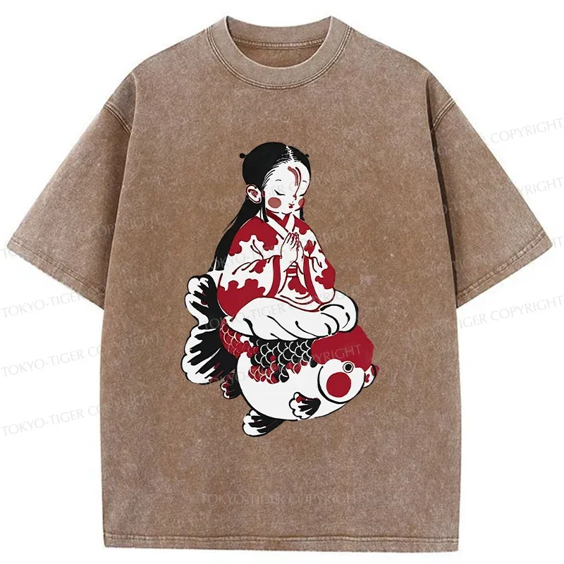 Tokyo-Tiger Retro Japanese Children Washed T-Shirt