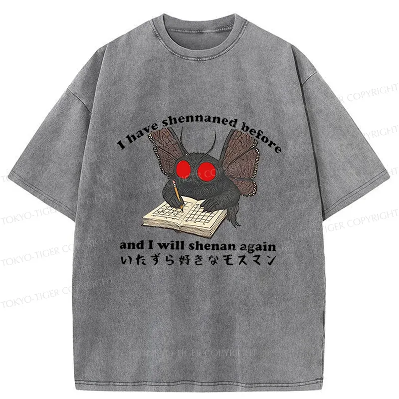 Tokyo-Tiger Mothman Writing Notes Washed T-Shirt