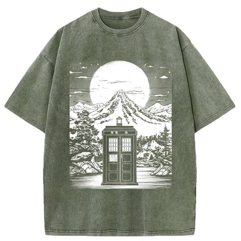 Tokyo-Tiger Japanese Mysterious Tardis Washed T-Shirt