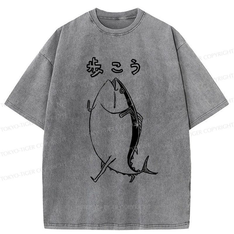 Tokyo-Tiger Walking Tuna Washed T-Shirt