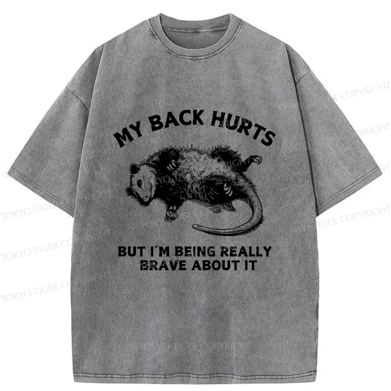 Tokyo-Tiger Opossum Lying Down Washed T-Shirt