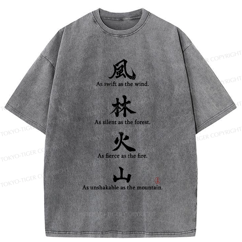 Tokyo-Tiger Wind Forest Fire Mountain Kanji Washed T-Shirt