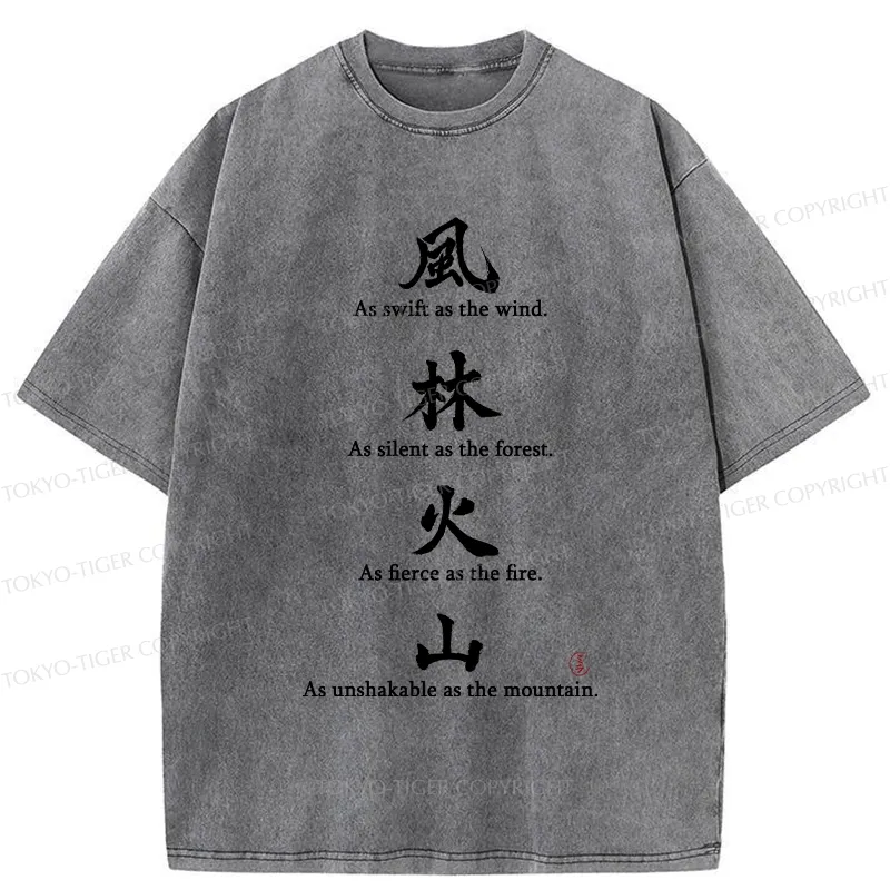 Tokyo-Tiger Wind Forest Fire Mountain Kanji Washed T-Shirt