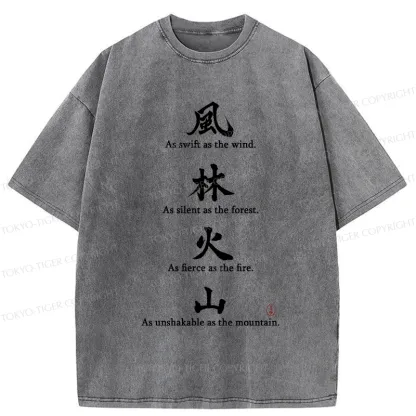 Tokyo-Tiger Wind Forest Fire Mountain Kanji Washed T-Shirt