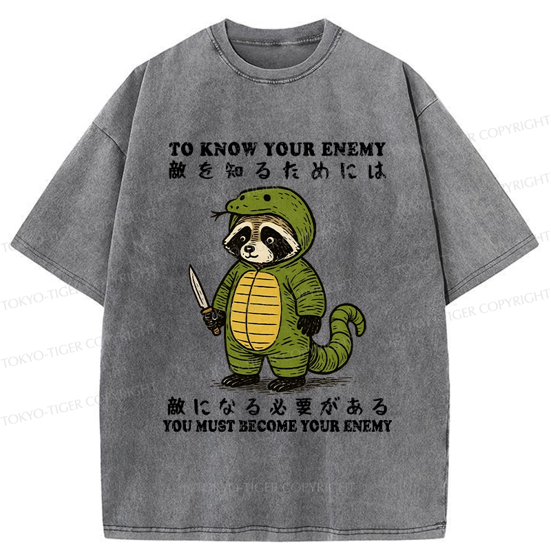 Tokyo-Tiger Raccoon Disguised As Enemy Washed T-Shirt
