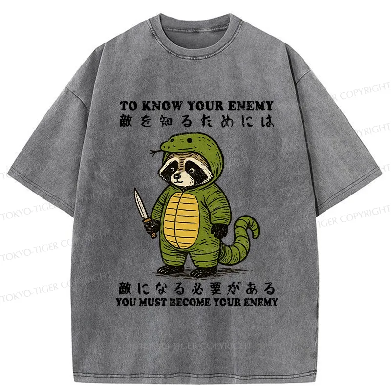 Tokyo-Tiger Raccoon Disguised As Enemy Washed T-Shirt