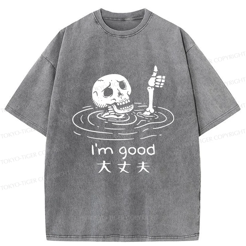 Tokyo-Tiger Drowned Skeleton Washed T-Shirt