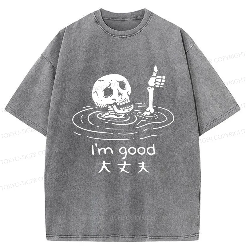 Tokyo-Tiger Drowned Skeleton Washed T-Shirt