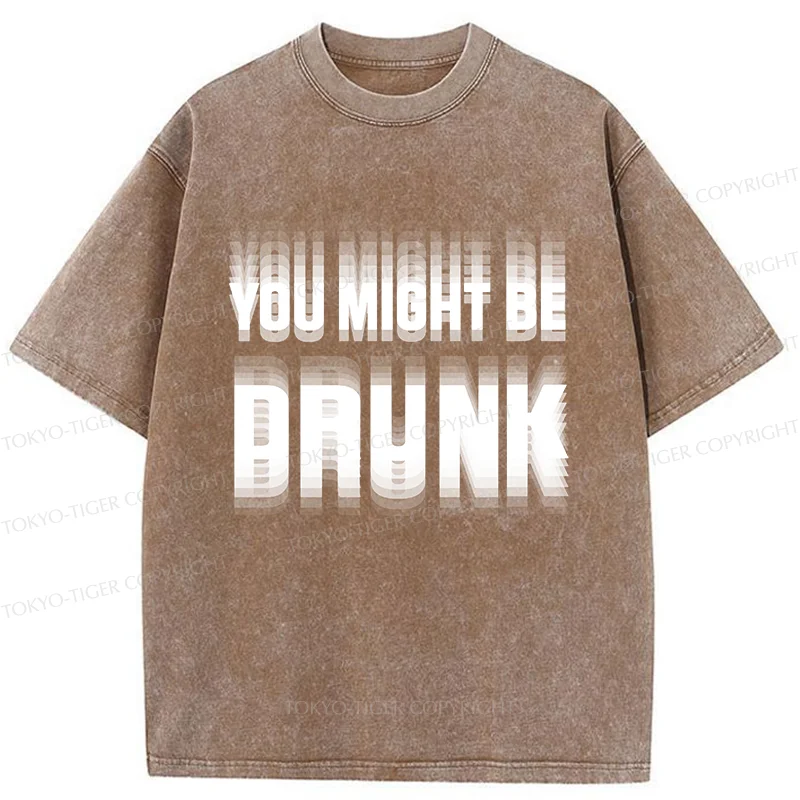 Tokyo-Tiger Drunk Text Washed T-Shirt
