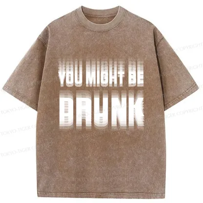 Tokyo-Tiger Drunk Text Washed T-Shirt